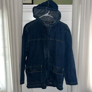 Blassport Jacket Blue Jean Denim Zip Up Hooded Longsleeve Vintage Size M